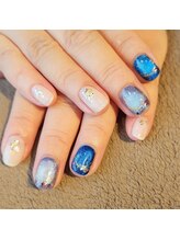 サヴァ アイラッシュアンドネイル(sava)/【ブルーマグ×押し花フレンチ】