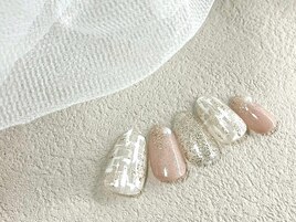 ツイード風デザイン/上品ネイル