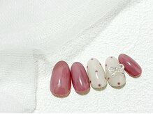 シ ベル 梅田茶屋町店 ネイル(Ci belle)/大人可愛いベリーネイル/リボン