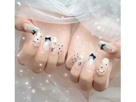 持ち込みネイル♪ドット×リボン