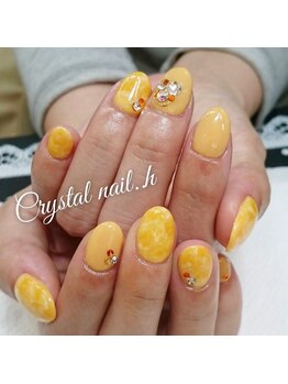 クリスタルネイル ゆめタウン博多店(CRYSTAL NAIL)/イエローマーブルネイル