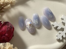 雪だるま　チーク　雪の結晶