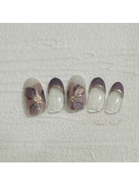 フラワー×フレンチ秋ネイル