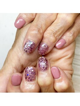 ウェリネイルサロン(WelinailSalon)/ピンク系でラメ　シンプルコース