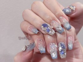 ブルー埋めつくしネイル