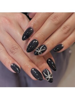 ウェイビーズ ネイル(wavy's.nail)/キラキラリボンネイル
