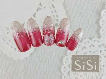 シシ(SiSi)/#冬 #雪の結晶 #赤ネイル