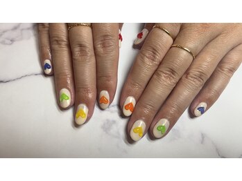 アーザ 吉祥寺(ASa)/カラフルぷっくりハートネイル☆