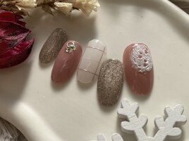 チェック　足跡　ラメ　キラキラ