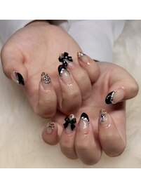 黒フレンチ＆リボンパーツ