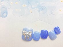 ネイルサロン&スクール ジーナ(GINA)/ブルー×シルバーリボン