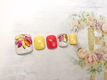 ネイルサロン&スクール ジーナ(GINA)/ポップカラーフラワーネイル