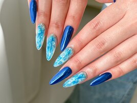 天然石風×ミラーネイル