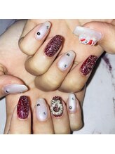 ミニョン(Minyon)/赤×白/クリスマスネイル