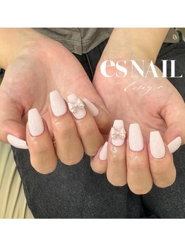 エスネイル 新宿西口店(es NAIL)/ベビーピンク×リボン