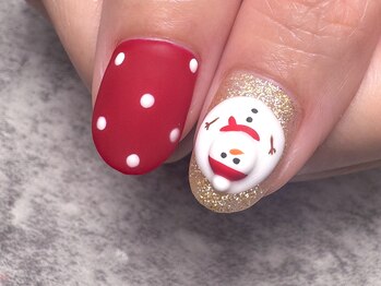 モルフォ 千駄ヶ谷(Morpho)/ぷっくりクリスマスマットネイル