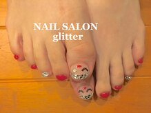 ネイルサロン グリッター(NAIL SALON glitter)/キュートなお人形フットネイル