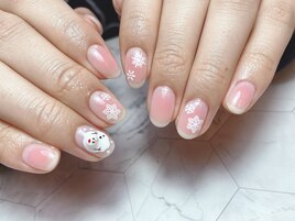 チーク　雪だるま　　雪の結晶