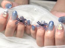 ネイルサロンブリス(nail salon Bliss)/☆リボンのワンホンネイル☆