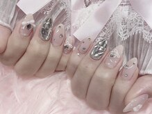 モカ 京橋(moca)/リボン×ハート ガーリーネイル