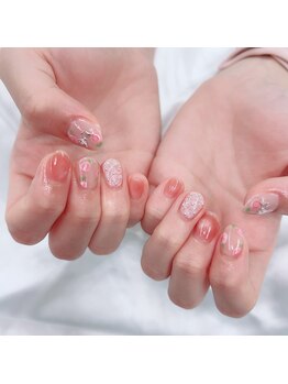 アートネイル ギャラリー(Art nail Gallery)/上品かわいいローズネイル♪