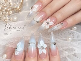 クリアネイル・長さ出し・花