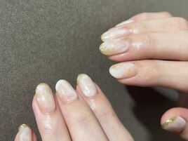 カフェネイル+先端ミラー