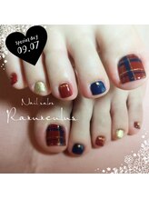 ラナンキュラス(Ranunculus)/チェック柄☆FOOT Nail