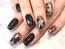 ホイルネイルで秋ネイル