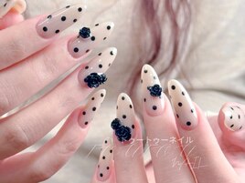 白x黒xドットxバラ