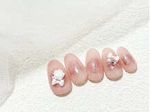 シ ベル 梅田茶屋町店 ネイル(Ci belle)/大人上品ネイル/ローズ/リボン