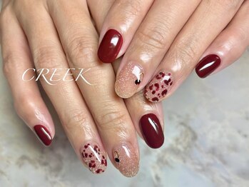 クリーク(CREEK)/ボルドーフラッシュレオパード