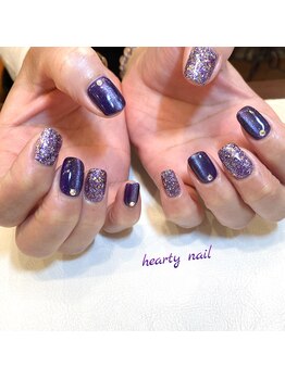 ハーティーネイル hearty nail 溝の口店/パープル☆キラキラデザイン