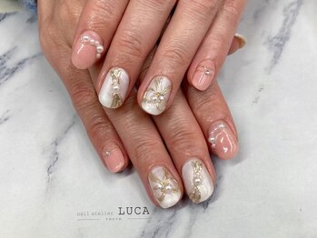 ネイルアトリエルカ(nail atelier LUCA)/M-104 大人ミラーリボンネイル