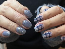 ジュイール ネイル 千葉店(Jouir nail)/ブルーラメ×チェック