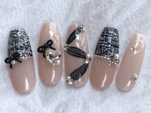 マイフェアレディ 今池(MyFairLady)/黒リボンの上品冬ネイル