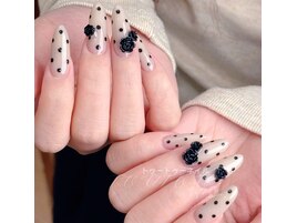 黒xドットxバラ