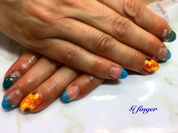 ジー フィンガー 千葉店(G)/ひまわり&水面ネイル☆