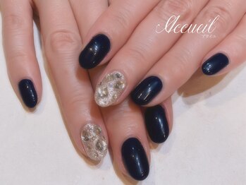 アクイユ 銀座店(ACCUEIL)/ネイビービジュー☆