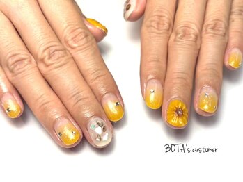 ボタネイル 本厚木(BOTANAIL)/ひまわりネイル/ぷっくりネイル