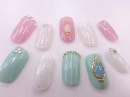 ドット＋ストライプネイル