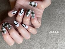 リュエル(RUELLE)/チェック ブラックアートネイル