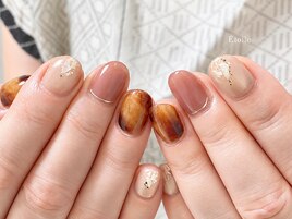 秋の大人べっ甲ネイル