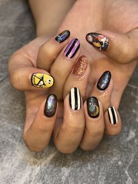 プリント×ジェルデザイン