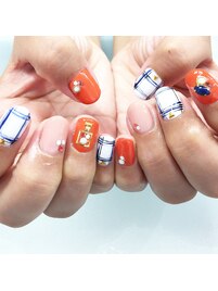 秋☆チェック柄ネイル