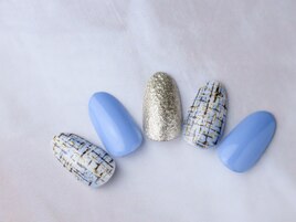 【定額】ツイードネイル ブルー