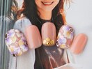花柄敷き詰め×ピンクベージュ
