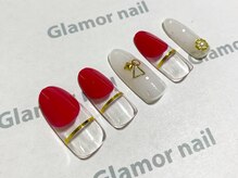 グラマーネイル(Glamor nail)/バルーンフレンチ×ドットネイル
