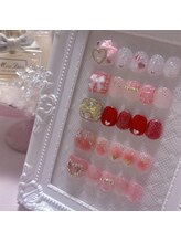 ピンクハルナネイル(pink haruna nail)/バレンタインフットネイル