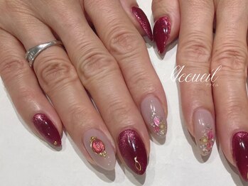 アクイユ 銀座店(ACCUEIL)/冬のボルドーネイル